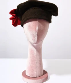 Brown & Red Bow Beret