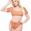 Brown & White Polka Dot Swim Set