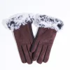Brown Suede & Grey Faux Fur Gloves