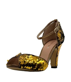Chelsea Crew Black & Gold Sequin Lola Pumps