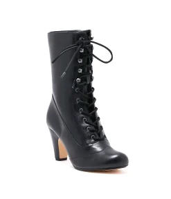 Chelsea Crew Black Leatherette Victorian Claire Boots