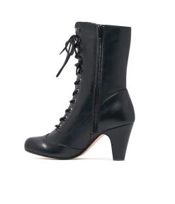 Chelsea Crew Black Leatherette Victorian Claire Boots