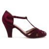 Chelsea Crew 1920s Burgundy Velvet T-Strap Sergi Heels