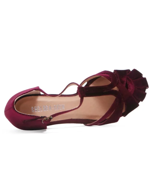 Chelsea Crew 1920s Burgundy Velvet T-Strap Sergi Heels