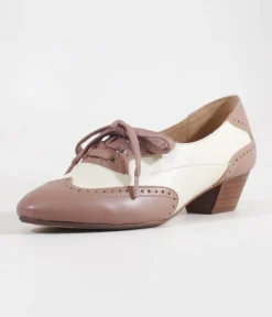 Chelsea Crew 1950's Mauve & Bone Demi Oxford Saddle Shoes
