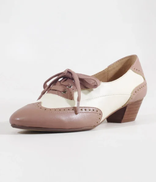 Chelsea Crew 1950's Mauve & Bone Demi Oxford Saddle Shoes