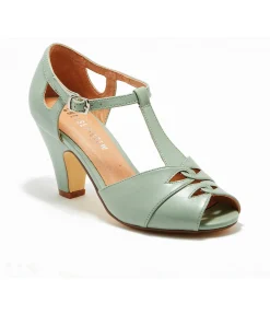 Chelsea Crew 1920s Mint Leatherette T-Strap Catherina Heels