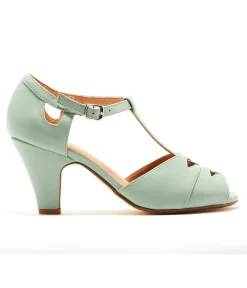 Chelsea Crew 1920s Mint Leatherette T-Strap Catherina Heels