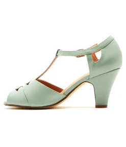 Chelsea Crew 1920s Mint Leatherette T-Strap Catherina Heels