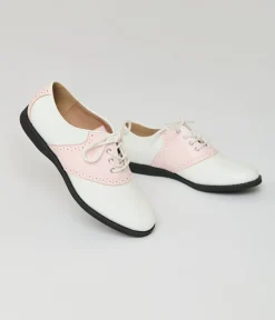 Chelsea Crew 1950s Pink & White Rizzo Saddle Oxford Shoes