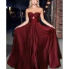 Cinderella Divine Burgundy Satin Strapless Keyhole Evening Gown