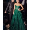 Cinderella Divine Emerald Glitter Strapless Corset Prom Gown