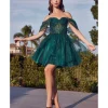 Cinderella Divine Emerald Glitter Tulle Off Shoulder Corset Mini Dress