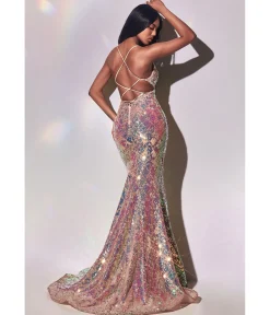 Cinderella Divine Magical Mermaid Iridescent Sequin Prom Gown