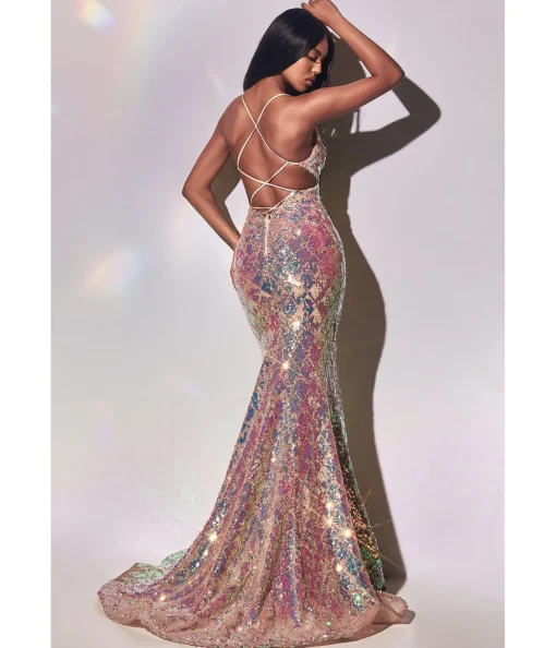 Cinderella Divine Magical Mermaid Iridescent Sequin Prom Gown