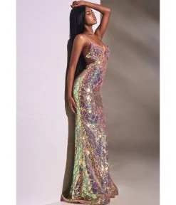 Cinderella Divine Magical Mermaid Iridescent Sequin Prom Gown