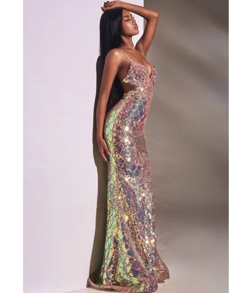 Cinderella Divine Magical Mermaid Iridescent Sequin Prom Gown