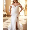 Cinderella Divine Plus Size White Off The Shoulder Trumpet Bridal Gown