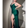 Cinderella Divine Plus Size Emerald Ruched Satin Mystique Bridesmaid Gown