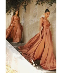Cinderella Divine Sienna Flowy Satin A-Line Bridesmaid Gown