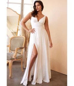 Cinderella Divine White Satin A Line Bridal Gown
