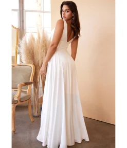 Cinderella Divine White Satin A Line Bridal Gown