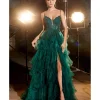 Cinderella Divine Emerald Feather Glitter Prom Dress