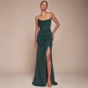 Cinderella Divine Emerald Chiffon Strapless Slit Prom Dress