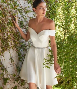 Cinderella Divine Ivory Satin Flare Bridal Dress