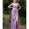 Cinderella Divine Lavender Satin Off the Shoulder Corset Bridesmaid Gown