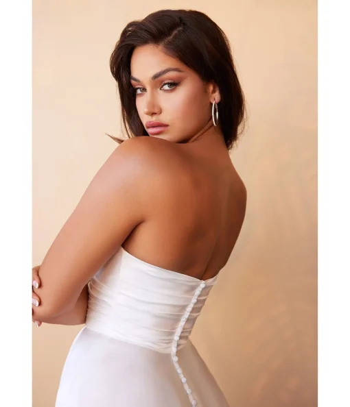 Cinderella Divine White Strapless Sweetheart Satin Bridal Gown