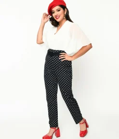 Collectif Black & White Polka Dot Belted Thea Pants