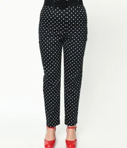 Collectif Black & White Polka Dot Belted Thea Pants