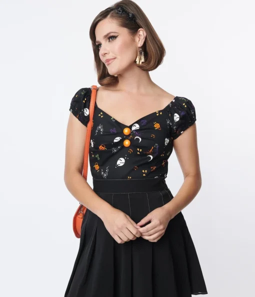 Collectif Black All Hallows Eve Dolores Top