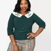 Collectif Green & Floral Collar Peplum Blouse