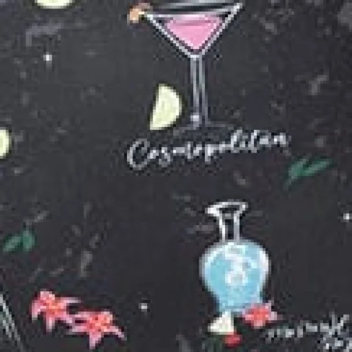 Collectif Plus Size Black & Cocktail Menu Print Swim Bottom