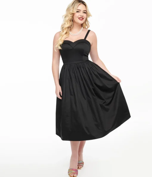 Collectif 1950s Black Kiana Swing Dress