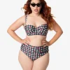 Collectif x Playful Promises Black & White Gingham Watermelon Print Swim Bottoms