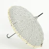 Cream & Black Sparkle Dot Frilled Pagoda Umbrella