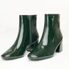 Dark Green Patent Leatherette Booties