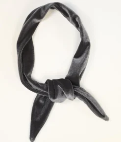 Dark Grey Velvet Scarf