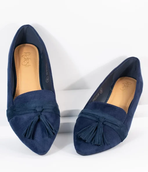 Dark Navy Blue Suede Tassel Loafer