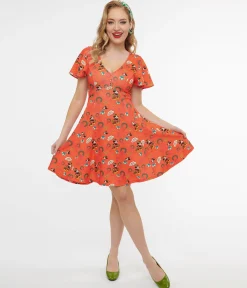 Disney Holiday Collection by Unique Vintage Mickey Christmas Fit & Flare Dress