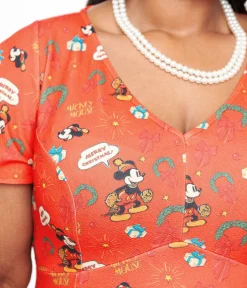 Disney Holiday Collection by Unique Vintage Plus Size Mickey Christmas Fit & Flare Dress