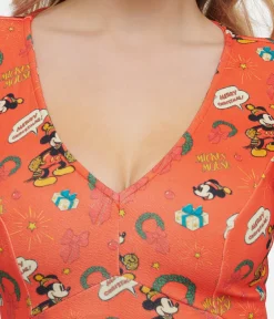 Disney Holiday Collection by Unique Vintage Mickey Christmas Fit & Flare Dress