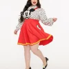 Disney Mickey & Friends Collection by Unique Vintage Plus Size Red Mickey Face Pinafore