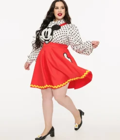 Disney Mickey & Friends Collection by Unique Vintage Plus Size Red Mickey Face Pinafore