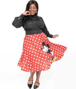 Disney Mickey & Friends Collection by Unique Vintage Plus Size Red & White Polka Dot Mickey Mouse Vivien Swing Skirt