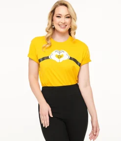 Disney Mickey & Friends Collection by Unique Vintage Yellow Mickey Mouse Heart Unisex Graphic Tee