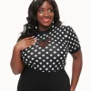 Disney Mickey & Friends Collection by Unique Vintage Plus Size Black & White Polka Dot Mickey Mouse Cutout Sweater